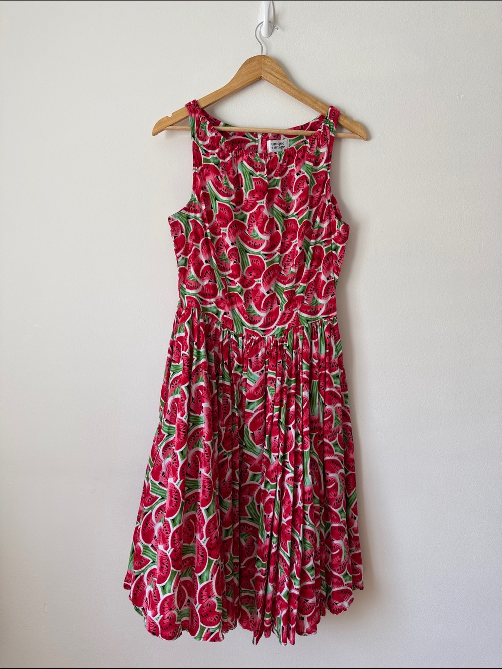Unique Vintage Sleeveless Watermelon Print Midi Dress Size XL